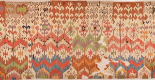 Colors! Circa 1800s Central Anatolian Kilim already mounted professionally.It Has Great Colors Size 97 x 335 cm                