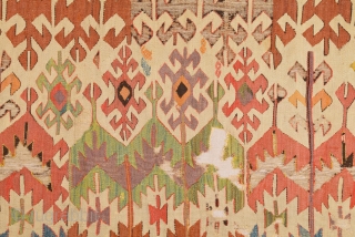 Colors! Circa 1800s Central Anatolian Kilim already mounted professionally.It Has Great Colors Size 97 x 335 cm                