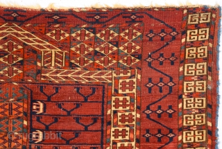 Second half of 19th Century Tekke Ensi.Of comparatively coarse weave, with a light palette and large, well-drawn designs, this door hanging by the Tekke tribe is an early example of its type,  ...