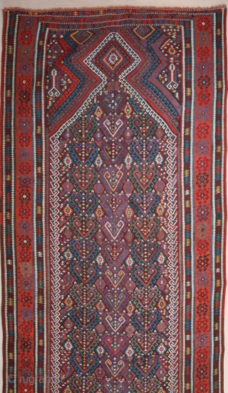 19th Century East Anatolian Kilim.It's in perfect condition and has great colors.The border colors is apricot.Ready to use it.Untouched one.Large Size 152 x 440 Cm        