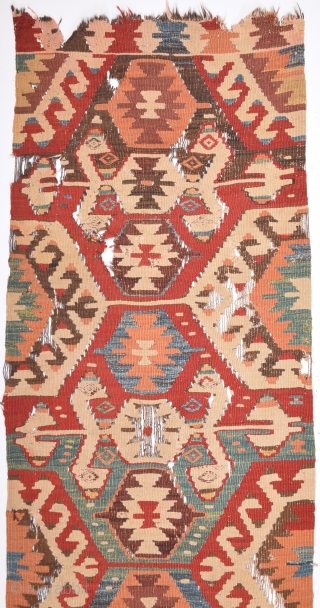 West Anatolian Probably Mut Circa 1850s Kilim Size 65 x 285 Cm                     