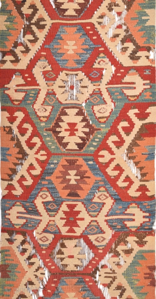 West Anatolian Probably Mut Circa 1850s Kilim Size 65 x 285 Cm                     