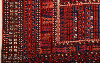 A very beautiful early example, this Saryk door rug was probably woven in the second half of the 19th century, as the quality of the drawing and comparatively light palette suggest.   ...