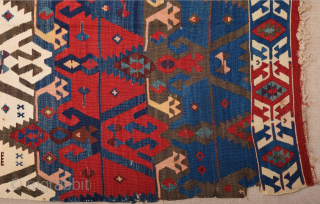 Early 19th Century Central Anatolian Hotamıs Area kilim fragment ​All the colors are natural and have​ great colors ​.You can see from images easliy some areas need small repairs really small ​!  ...