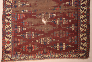 Circa 1800s or Early Yomud Kepse Gul Main Carpet Size 164 x 241 cm It Has Unusual Borders               