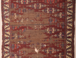 Circa 1800s or Early Yomud Kepse Gul Main Carpet Size 164 x 241 cm It Has Unusual Borders               