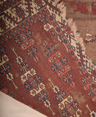 Circa 1800s or Early Yomud Kepse Gul Main Carpet Size 164 x 241 cm It Has Unusual Borders               