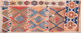 Circa 1800s Central Anatolian Kilim Fragment Size 80 x 200 cm                      