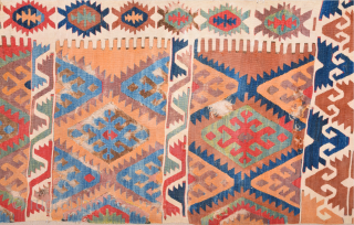 Circa 1800s Central Anatolian Kilim Fragment Size 80 x 200 cm                      