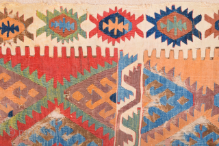 Circa 1800s Central Anatolian Kilim Fragment Size 80 x 200 cm                      