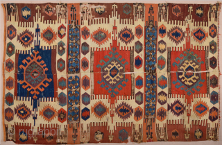 Early 19th Century Central Anatolian Probably Konya Kupeli Area Kilim Fragment Size 150 x 240 cm                 