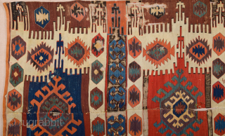 Early 19th Century Central Anatolian Probably Konya Kupeli Area Kilim Fragment Size 150 x 240 cm                 