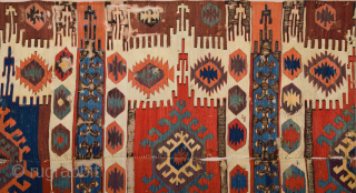 Early 19th Century Central Anatolian Probably Konya Kupeli Area Kilim Fragment Size 150 x 240 cm                 