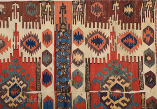 Early 19th Century Central Anatolian Probably Konya Kupeli Area Kilim Fragment Size 150 x 240 cm                 