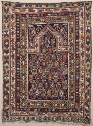 19th Century Marasali Prayer Rug Size 110 x 140 cm.It has nice pile on it in good condition.Colorful one.              