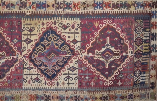 Early 19th Century Reyhanlı Area Kilim Size 160 x 350 Cm.Untouched As found it.                   