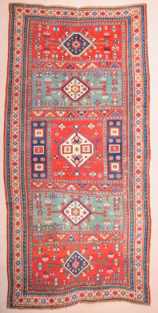 19th Century Unusual Caucasian Rug Size 128 x 265 cm                       