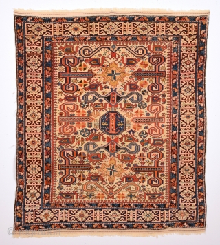 19th Century Caucasian Perepedil Rug.It's in Good Condition.Small Size 105 x 120 Cm.As Found It.                  