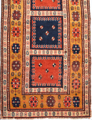 Rare Example ! An Unusual Caucasian Rug Circa 1830s or little more early Size 110 x 200 cm It has nice deep colors.          