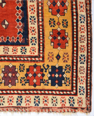 Rare Example ! An Unusual Caucasian Rug Circa 1830s or little more early Size 110 x 200 cm It has nice deep colors.          