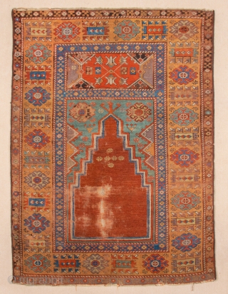 Circa 1800s Central Anatolian probably Konya Prayer Rug size 111 x 153 cm                    