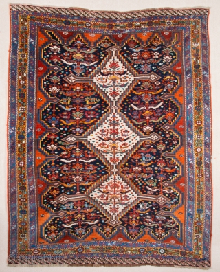 Very Beautiful Persian Khamseh Rug circa 1870s size 150 x 192 cm                     