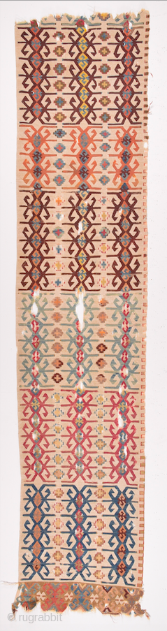 Early 19th Century Anatolian Reyhanlı Kilim Fragment Size 57 x 270 cm                     