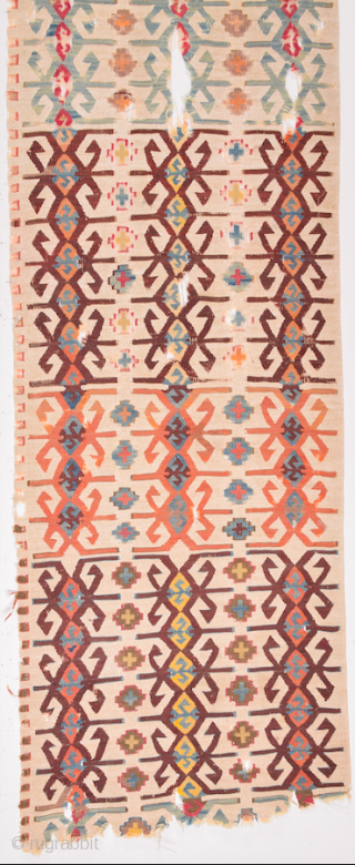 Early 19th Century Anatolian Reyhanlı Kilim Fragment Size 57 x 270 cm                     