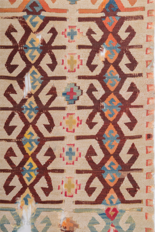 Early 19th Century Anatolian Reyhanlı Kilim Fragment Size 57 x 270 cm                     