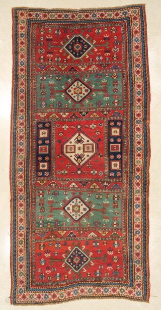 Midle of 19th Century Rare Caucasian Rug Size 127 x 270 cm ıt has really good colors and some rare models.            