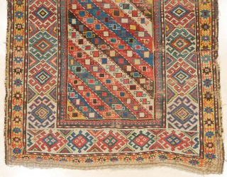 19th Century Caucasian Colorful Gendje Rug 135 x 150 cm                       