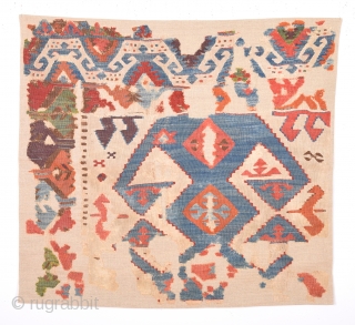 18th Century Central Anatolian Kilim Fragment size 80 x 88 cm                      