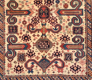 19th Century Caucasian Perepedil Rug Size 125 x 135 Cm.Completely Original.                      