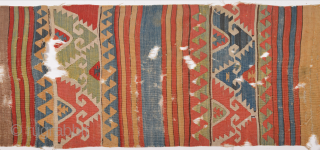 18th Century Unusual Central Anatolian Kilim.Collectible one.Size 92 x 290 Cm                      