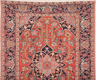 19th Century Small Heriz Rug Size 140 x 185 cm It Has Great Colors.                   