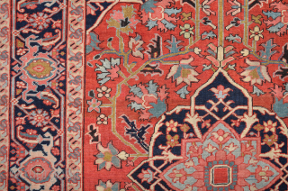 19th Century Small Heriz Rug Size 140 x 185 cm It Has Great Colors.                   