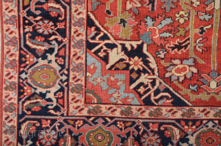 19th Century Small Heriz Rug Size 140 x 185 cm It Has Great Colors.                   