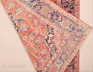 19th Century Small Heriz Rug Size 140 x 185 cm It Has Great Colors.                   