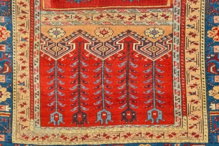 Late 18th Century Anatolian Ladik Rug.The term “prayer rug”, once obligatory for describing any rug presenting a mihrab and niche design, implied that the rugs were used for this purpose. However, it  ...