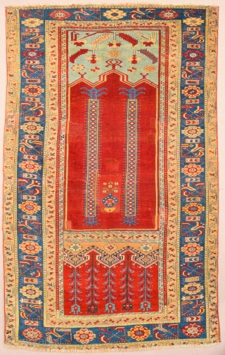 Late 18th Century Anatolian Ladik Rug.The term “prayer rug”, once obligatory for describing any rug presenting a mihrab and niche design, implied that the rugs were used for this purpose. However, it  ...