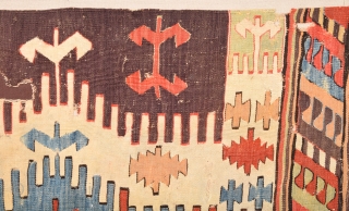 18th Century Central Anatolian Konya Kilim Fragment Size 65 x 120 Cm                     