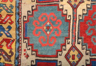 Early 19th Century Caucasian Moghan Rug Size 96 x 154 cm Reduced, cut and shut few repiling on the middle area            