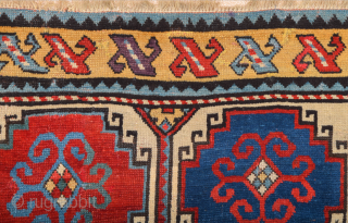 Early 19th Century Caucasian Moghan Rug Size 96 x 154 cm Reduced, cut and shut few repiling on the middle area            