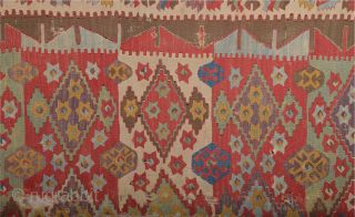 Early 19th Century Anatolian Konya Kilim Fragment inexpensive one Size 92 x 400 cm                   