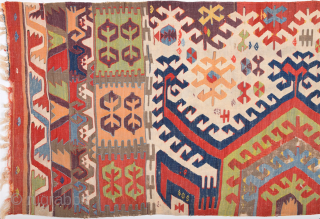 18th Century Anatolian Konya Colorful  Kilim Fragment Size 85 x 170 cm                    