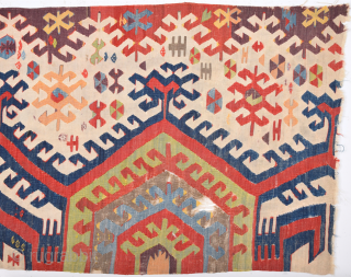 18th Century Anatolian Konya Colorful  Kilim Fragment Size 85 x 170 cm                    