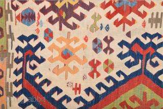 18th Century Anatolian Konya Colorful  Kilim Fragment Size 85 x 170 cm                    