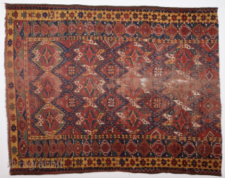 19th Century Turkmen Beshire Fragment size 154 x 192 cm inexpensive one.                     