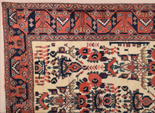 19th Century White Ground Persian Avshar Rug Size 143 x 183 cm all the colors are naturel and untouched inexpensive one.            