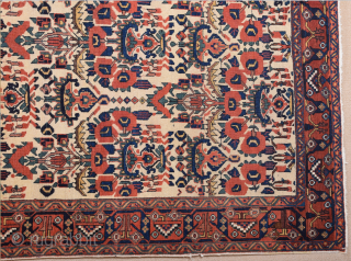 19th Century White Ground Persian Avshar Rug Size 143 x 183 cm all the colors are naturel and untouched inexpensive one.            